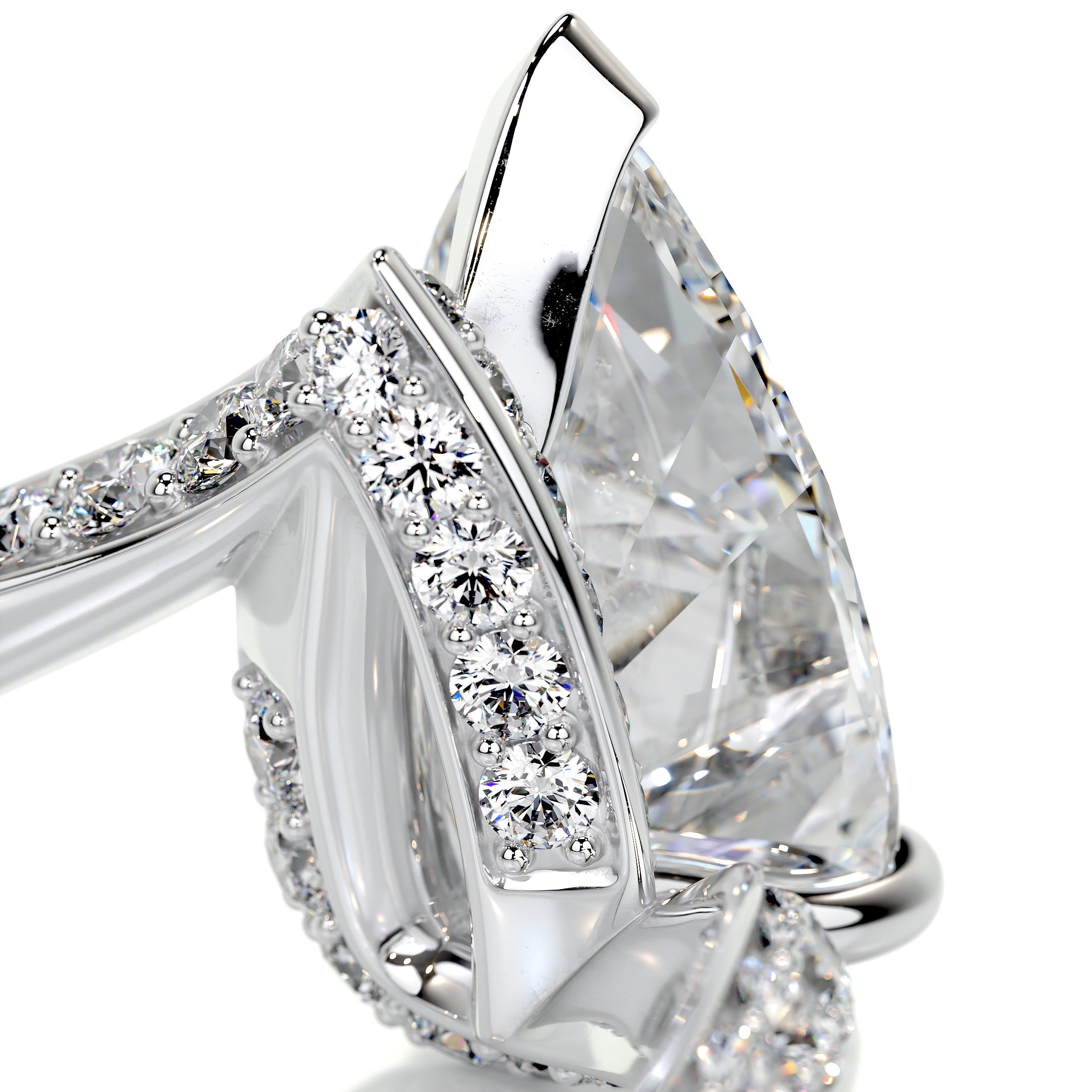 2.85 Carat Pear Hidden Halo Moissanite Engagement Ring