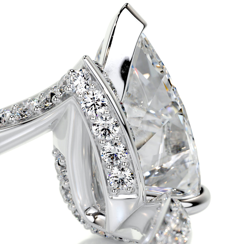 2.85 Carat Pear Hidden Halo Moissanite Engagement Ring