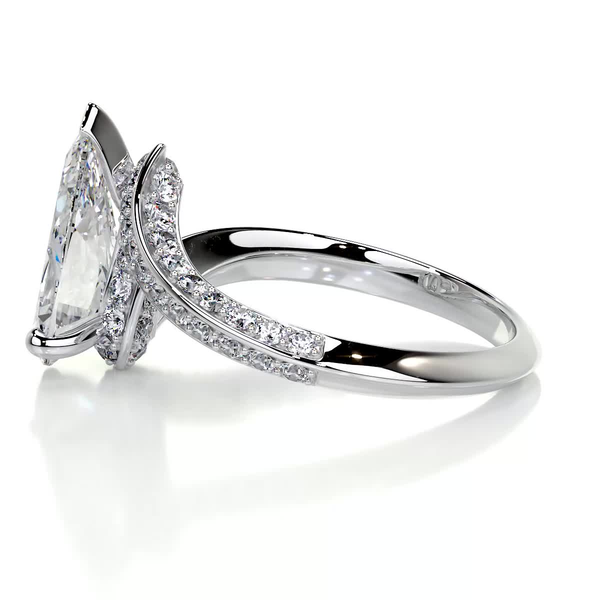 2.85 Carat Pear Hidden Halo Moissanite Engagement Ring