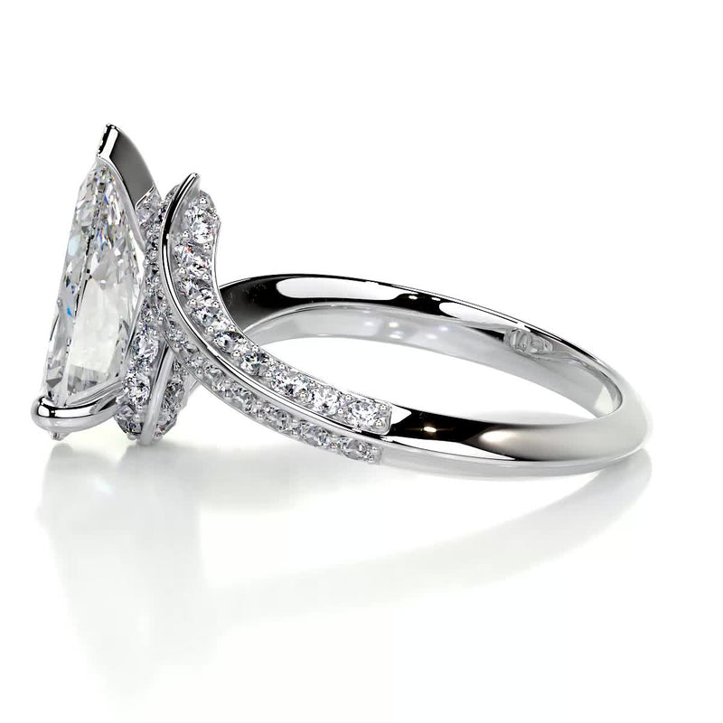 2.85 Carat Pear Hidden Halo Moissanite Engagement Ring
