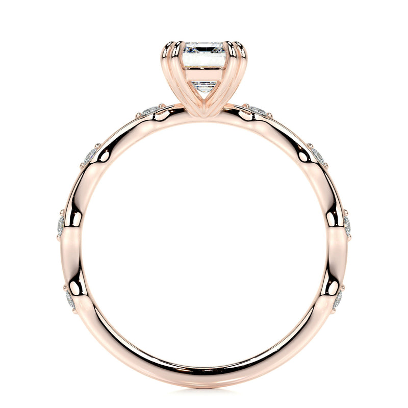 2.10 ct Bubble Emerald Moissanite Diamond Engagement Ring