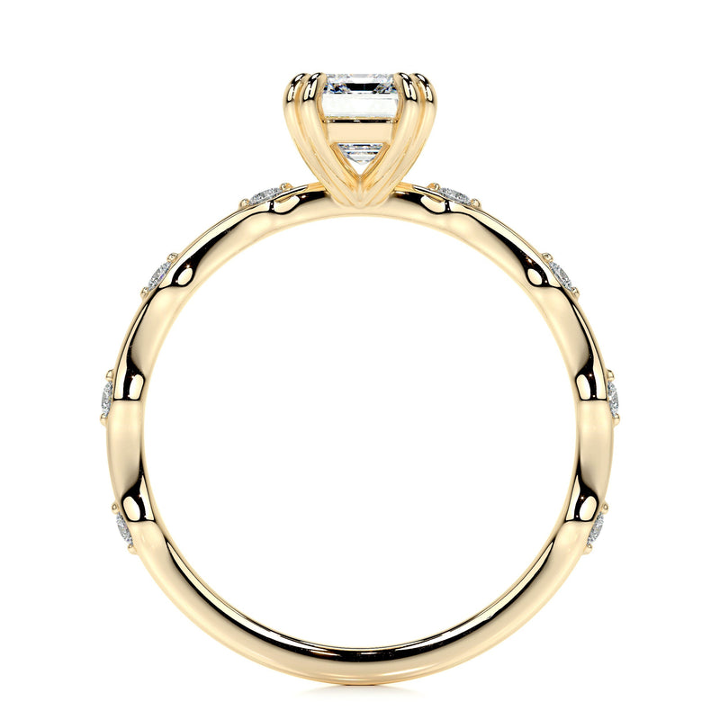 2.10 ct Bubble Emerald Moissanite Diamond Engagement Ring