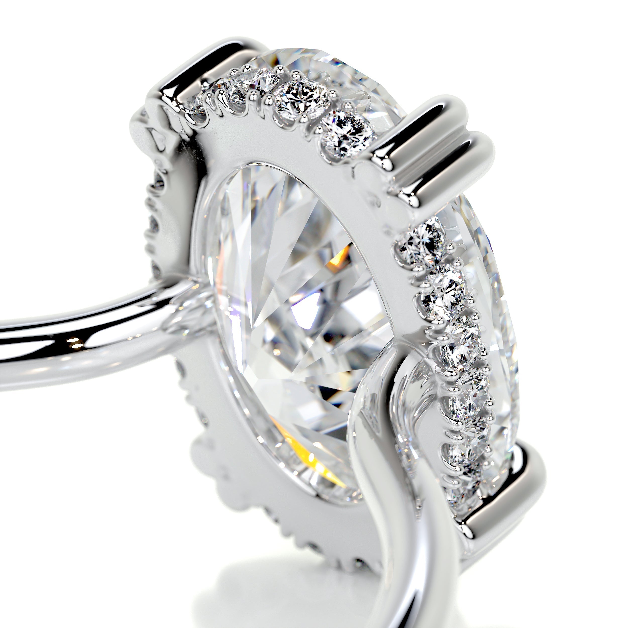 2.95 Carat Oval Hidden Halo Dual Prong Moissanite Engagement Ring