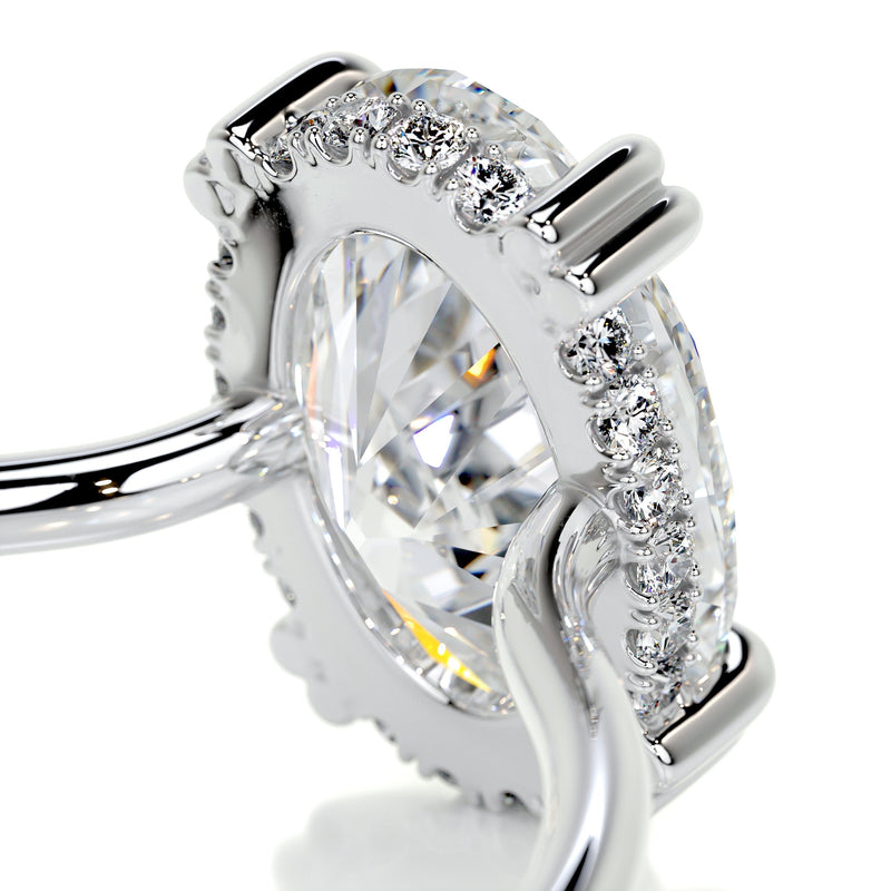 2.95 Carat Oval Hidden Halo Dual Prong Moissanite Engagement Ring