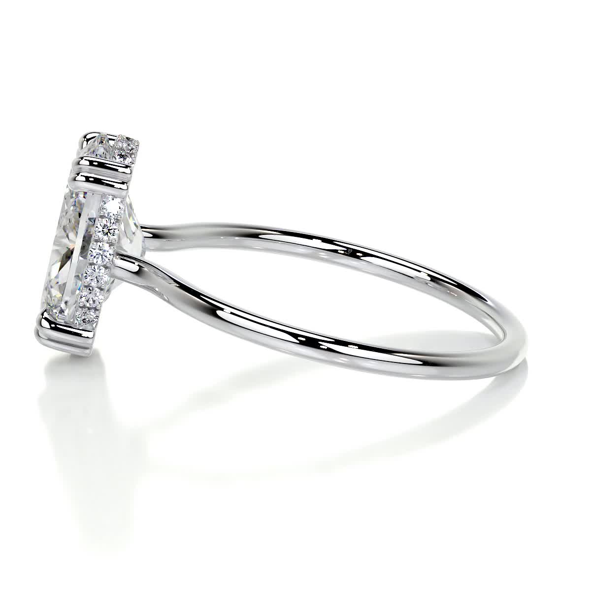2.95 Carat Oval Hidden Halo Dual Prong Moissanite Engagement Ring