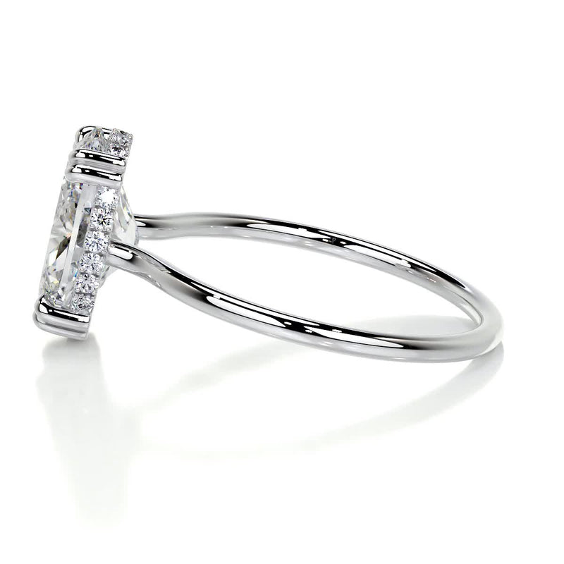 2.95 Carat Oval Hidden Halo Dual Prong Moissanite Engagement Ring