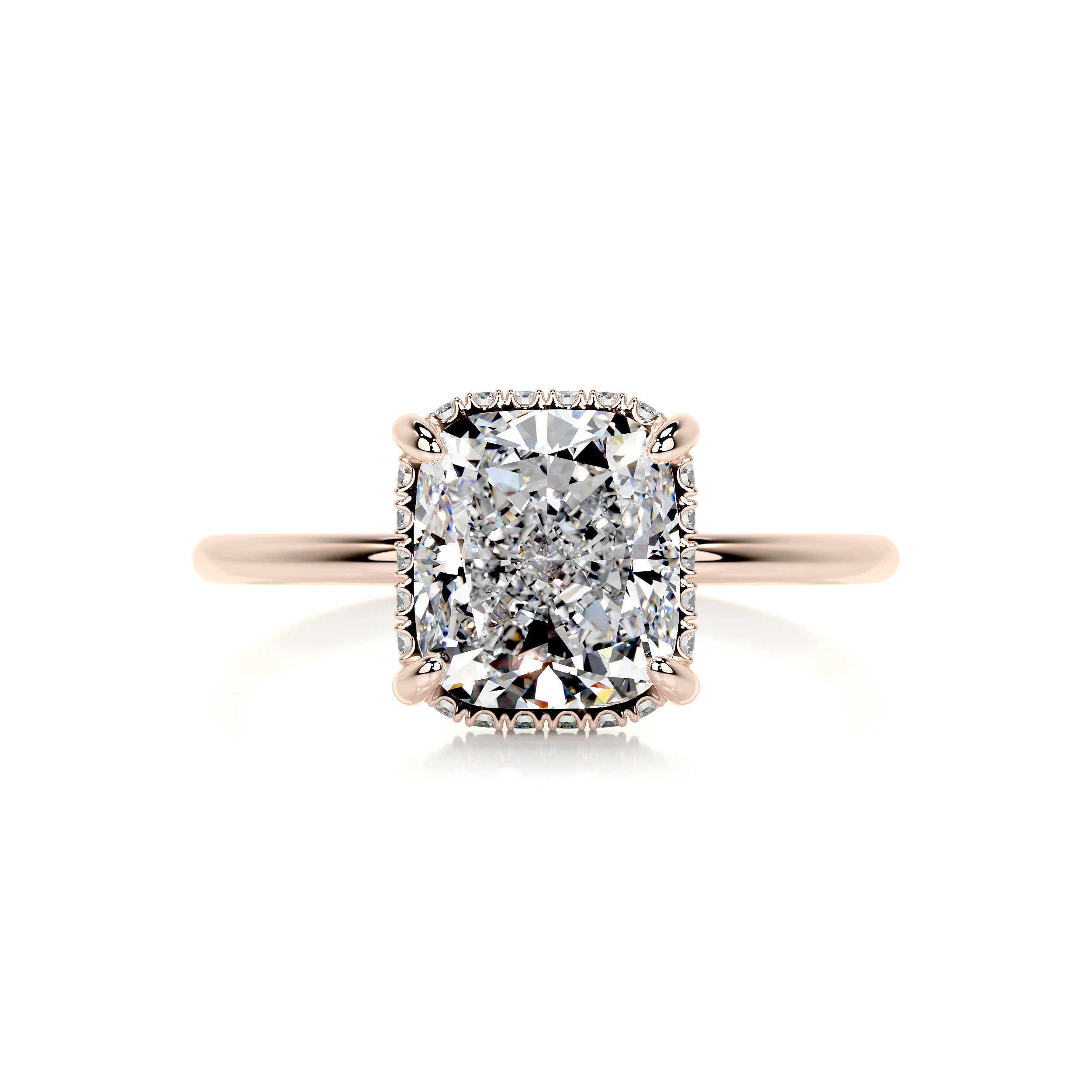 3.30 Carat Cushion Hidden Halo Moissanite Engagement Ring