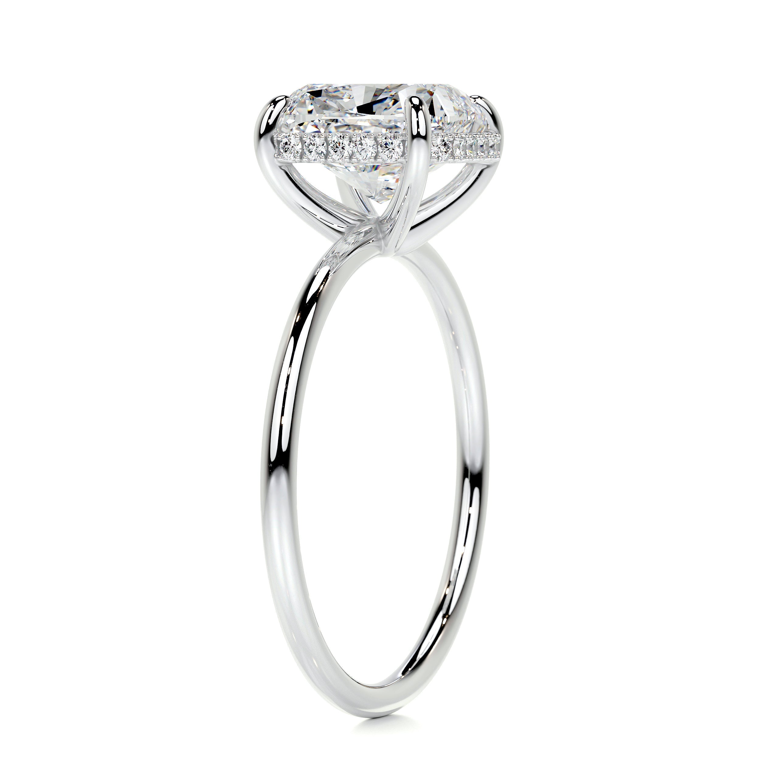 3.30 Carat Cushion Hidden Halo Moissanite Engagement Ring