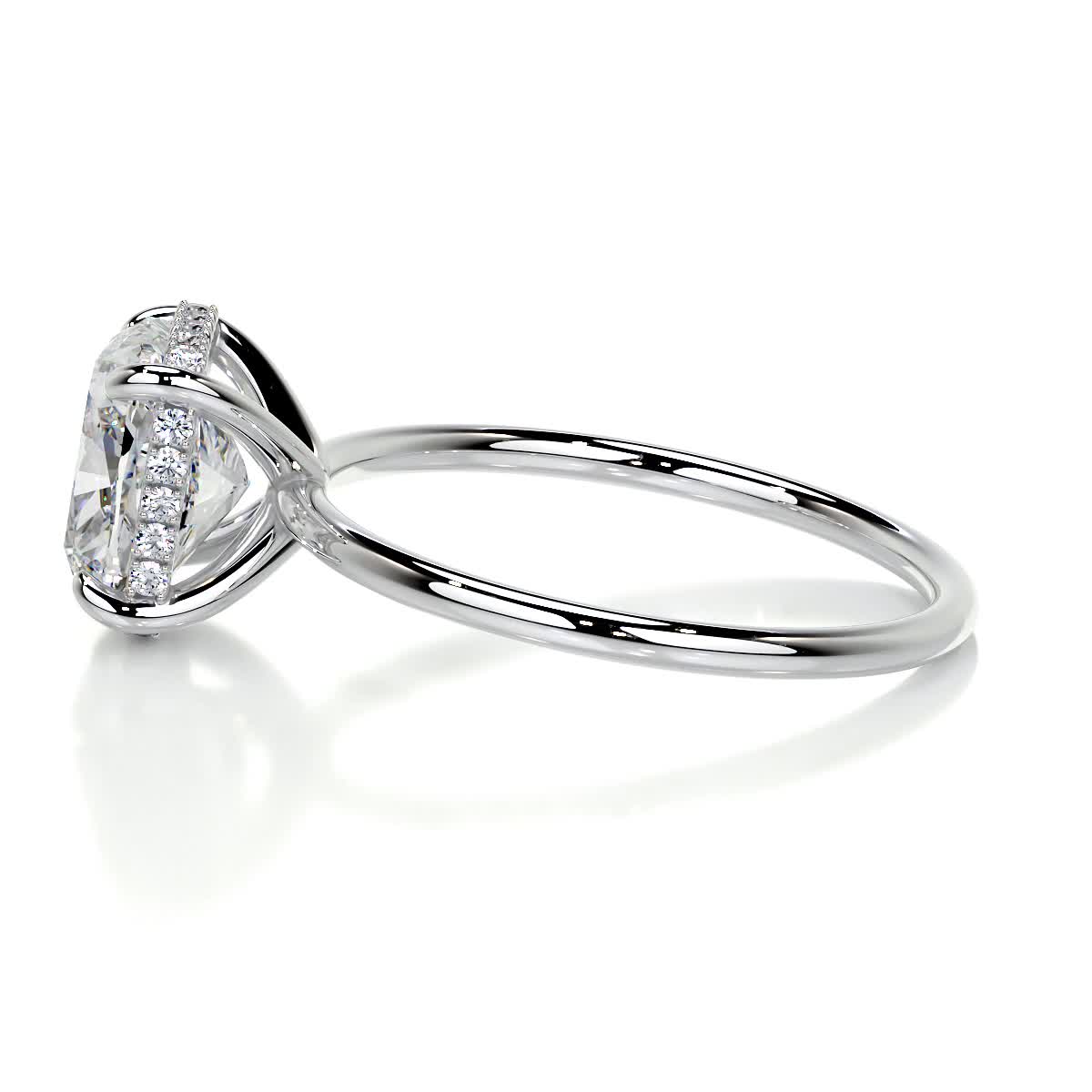 3.30 Carat Cushion Hidden Halo Moissanite Engagement Ring