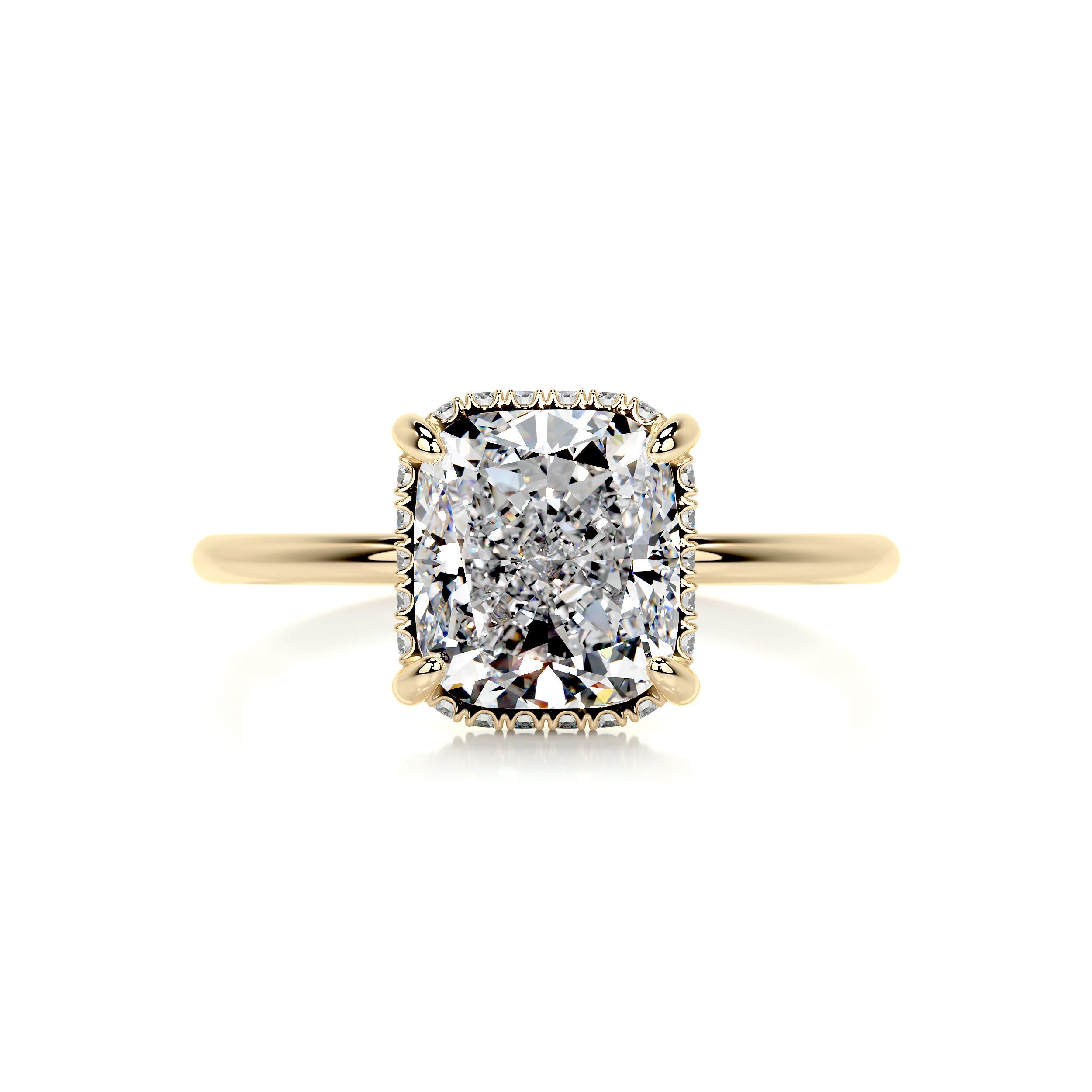 3.30 Carat Cushion Hidden Halo Moissanite Engagement Ring