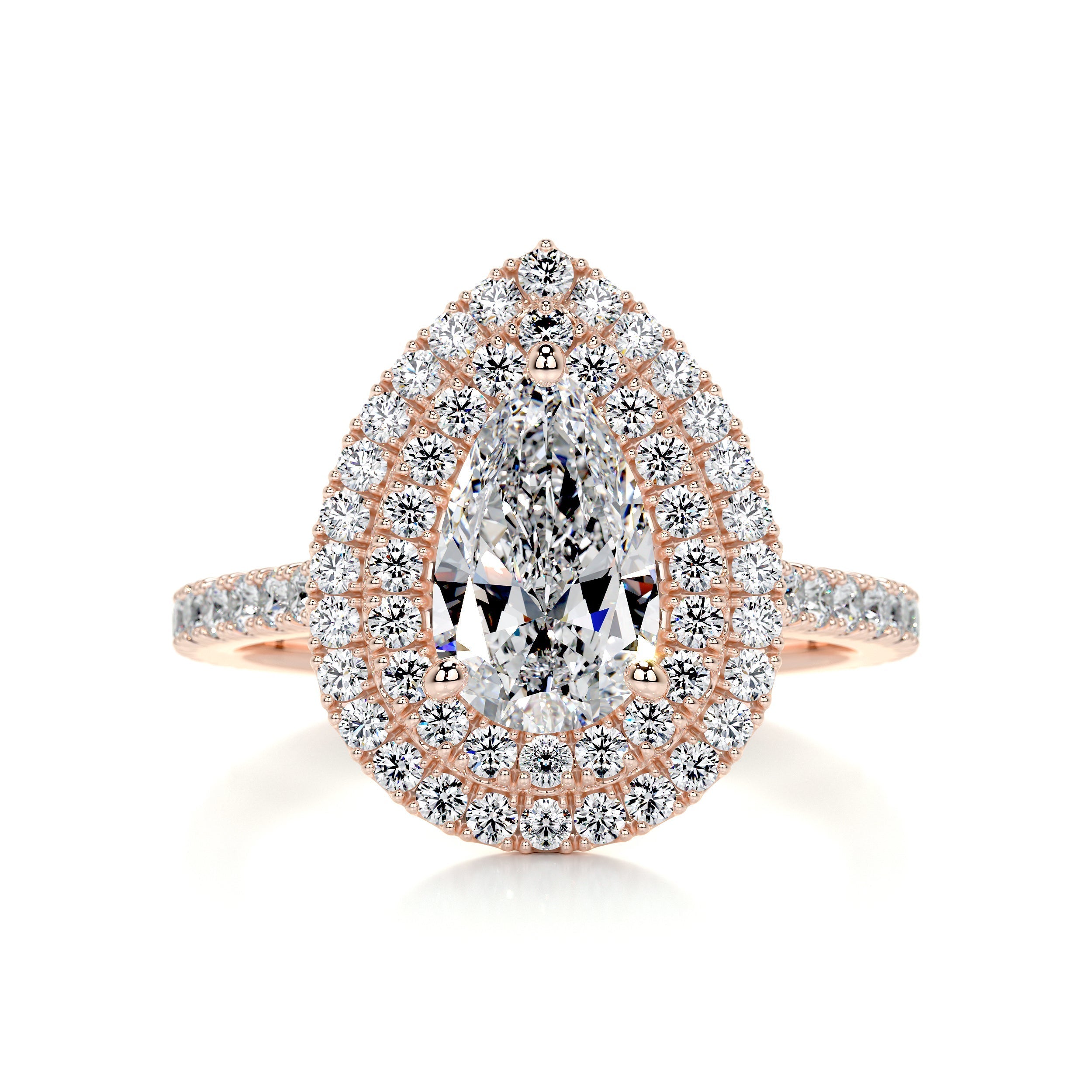 2.60 Carat Pear Double Halo Moissanite Engagement Ring