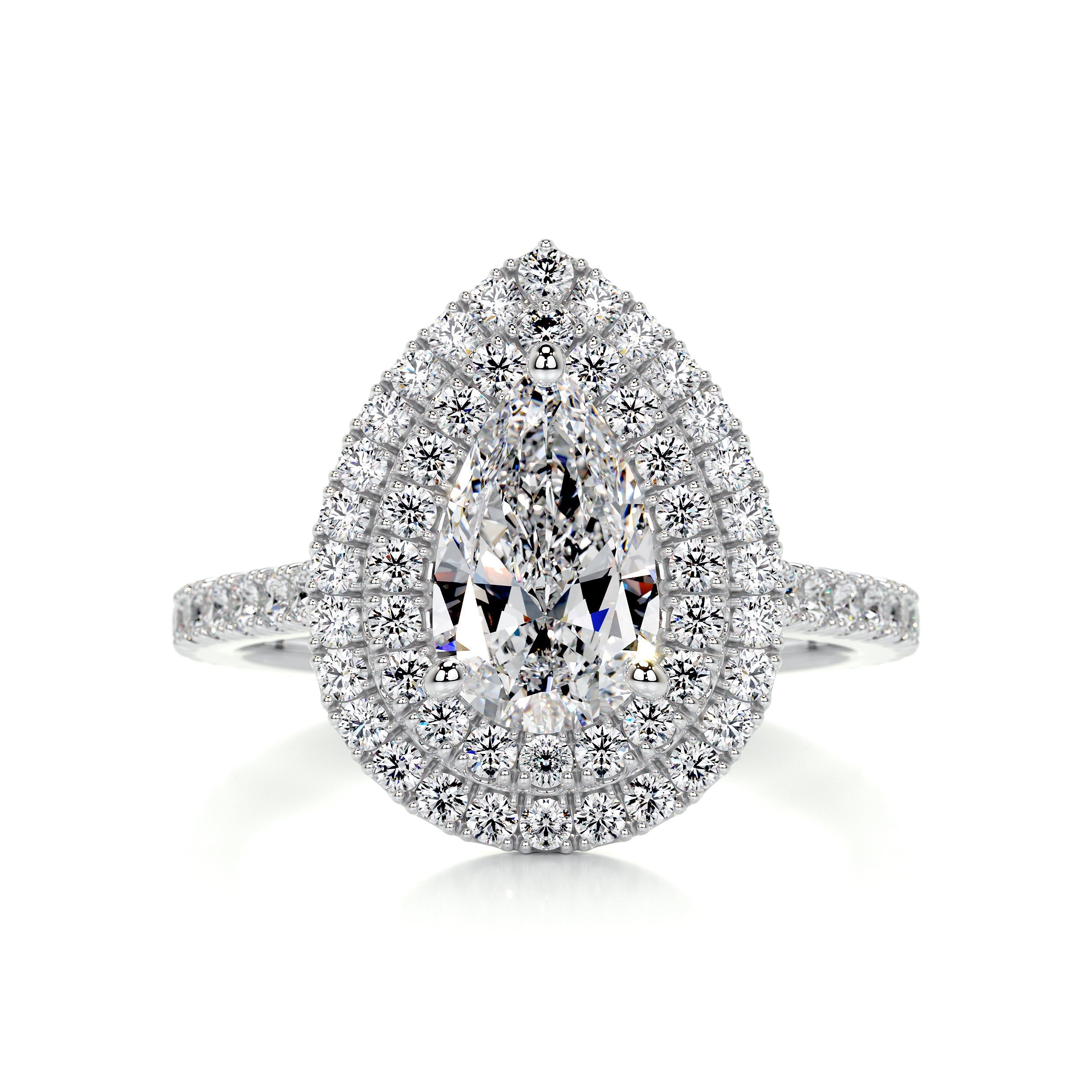 2.60 Carat Pear Double Halo Moissanite Engagement Ring
