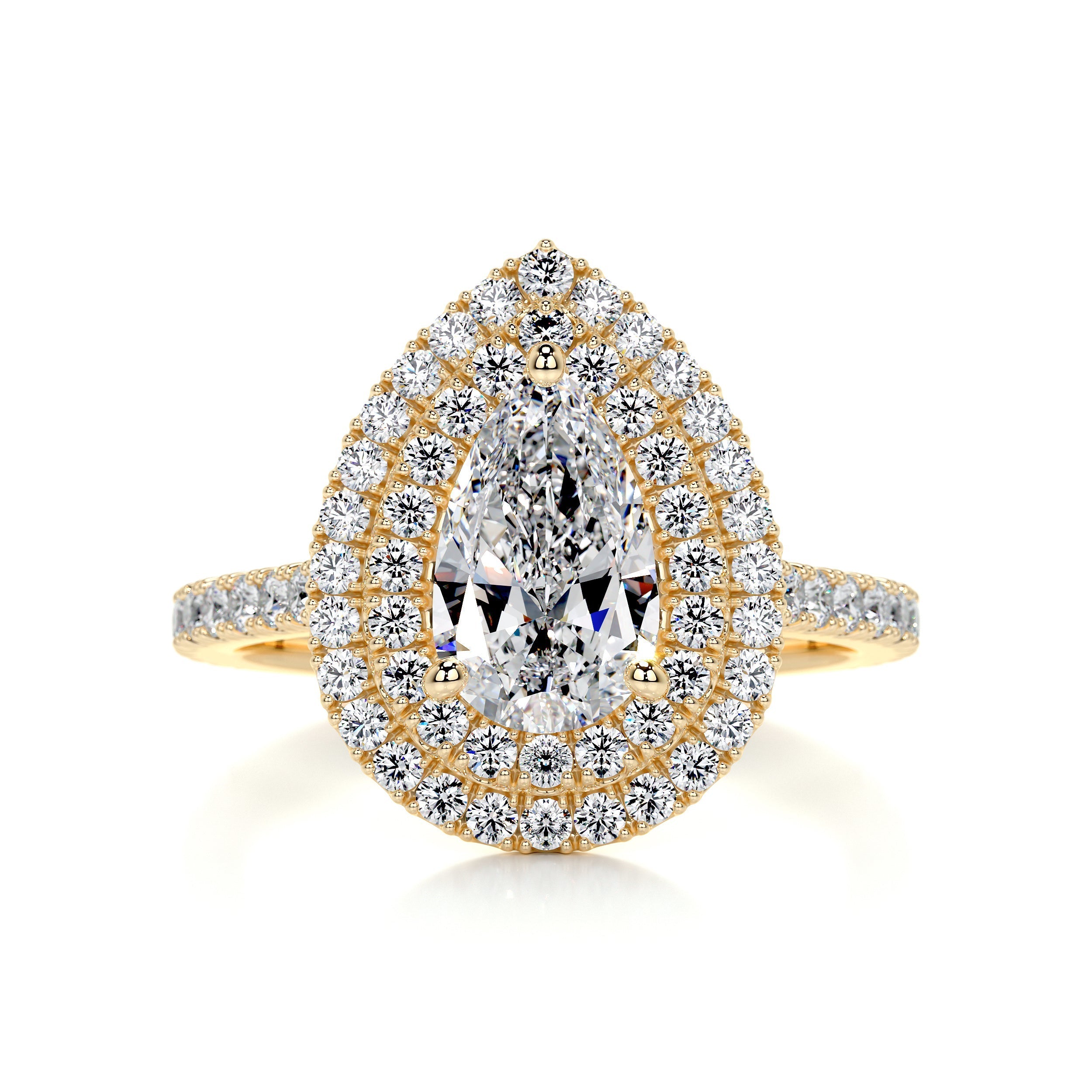 2.60 Carat Pear Double Halo Moissanite Engagement Ring