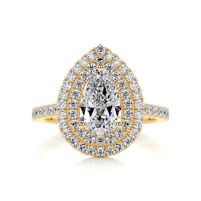 2.60 Carat Pear Double Halo Moissanite Engagement Ring