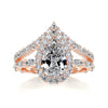 5.75 Carat Pear Bubble Halo With Chevron Band Moissanite Bridal ring set
