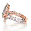 5.75 Carat Pear Bubble Halo With Chevron Band Moissanite Bridal ring set