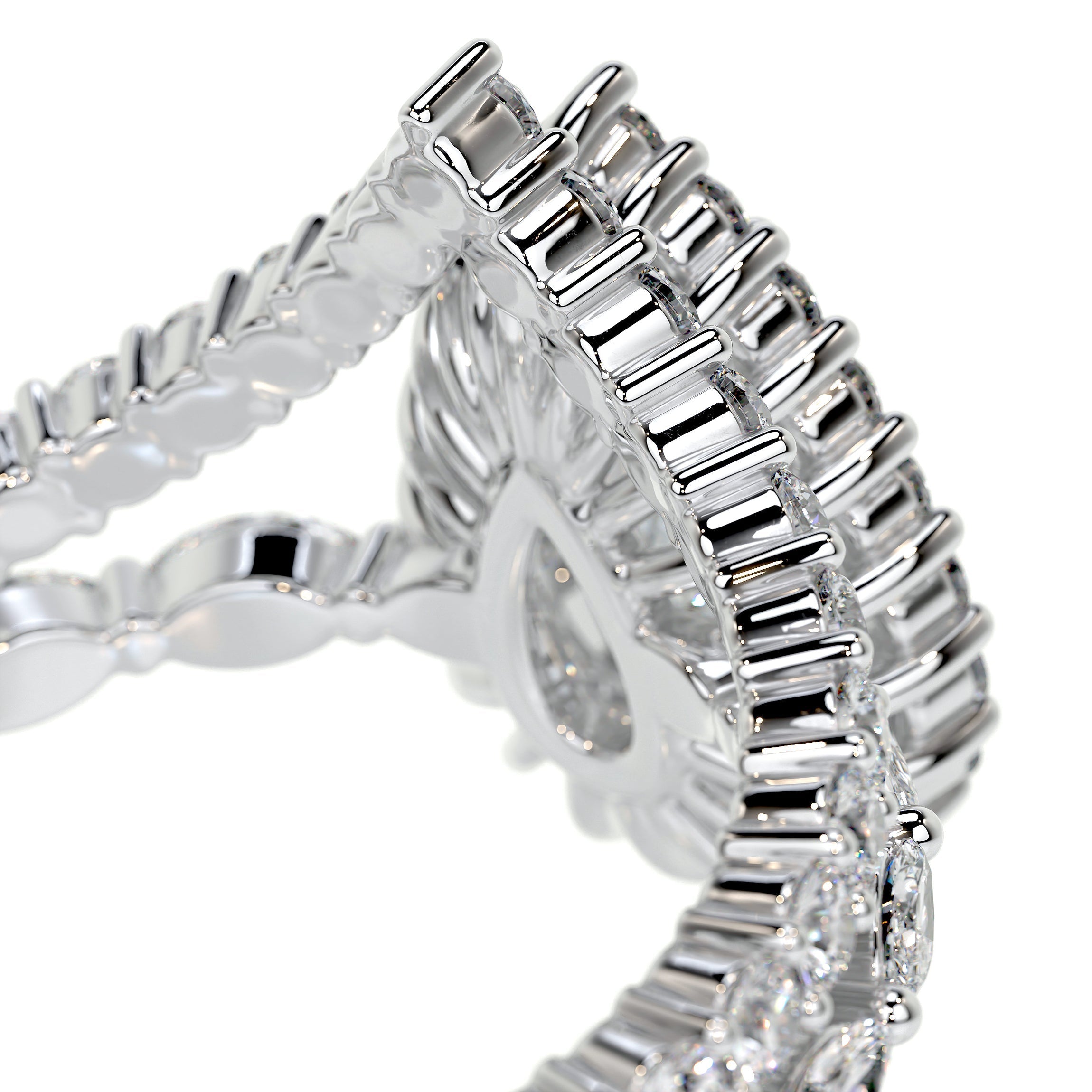 5.75 Carat Pear Bubble Halo With Chevron Band Moissanite Bridal ring set