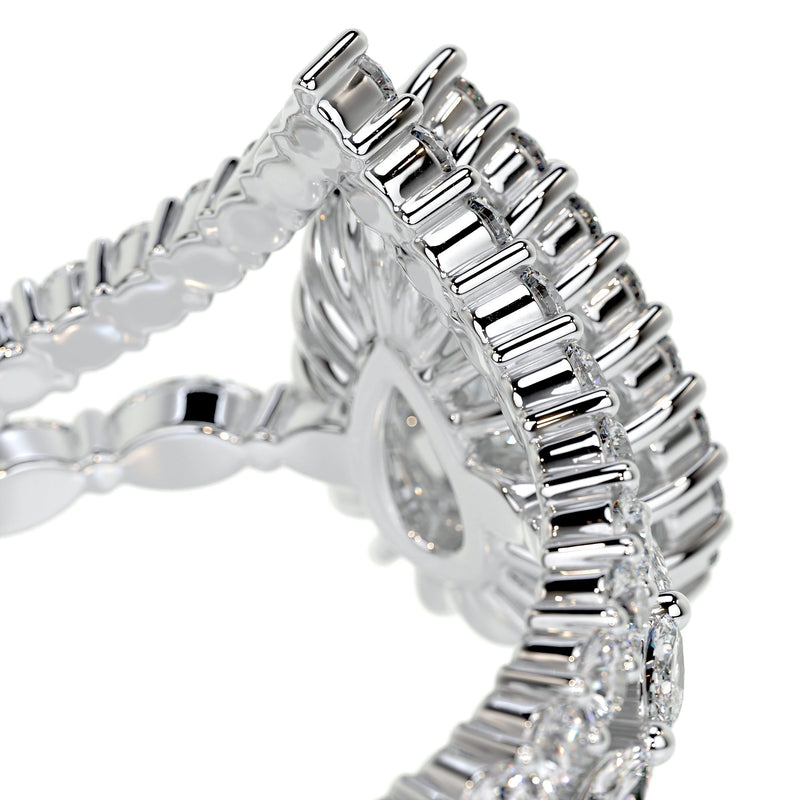 5.75 Carat Pear Bubble Halo With Chevron Band Moissanite Bridal ring set
