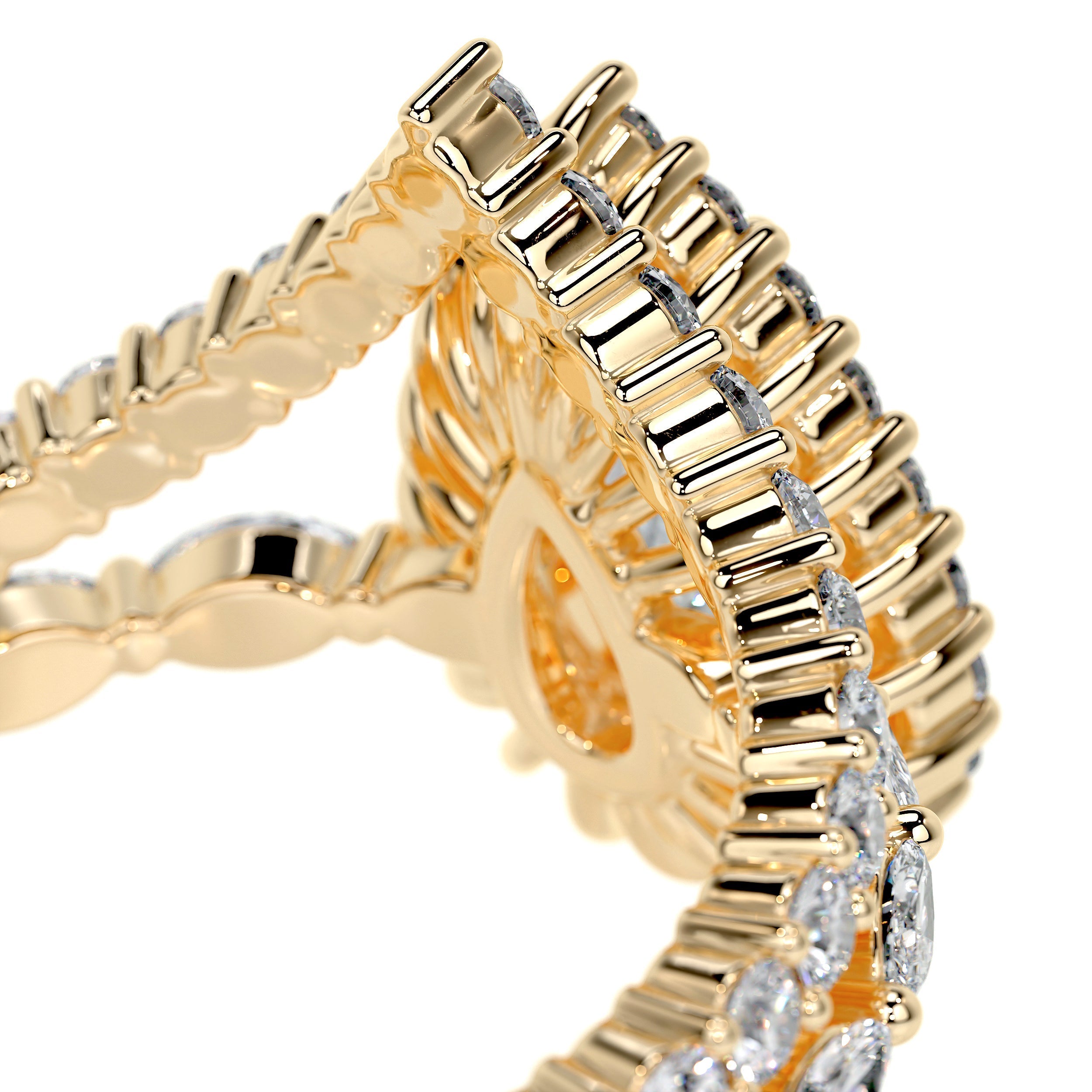 5.75 Carat Pear Bubble Halo With Chevron Band Moissanite Bridal ring set