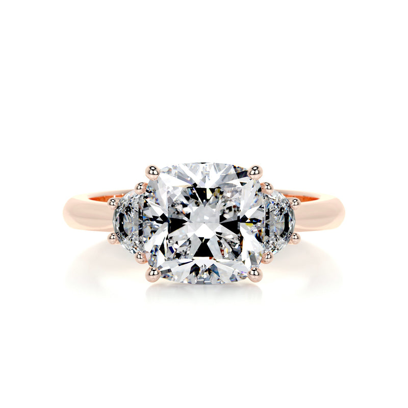 3.0 Carat Cushion Three Stone Moissanite Engagement Ring
