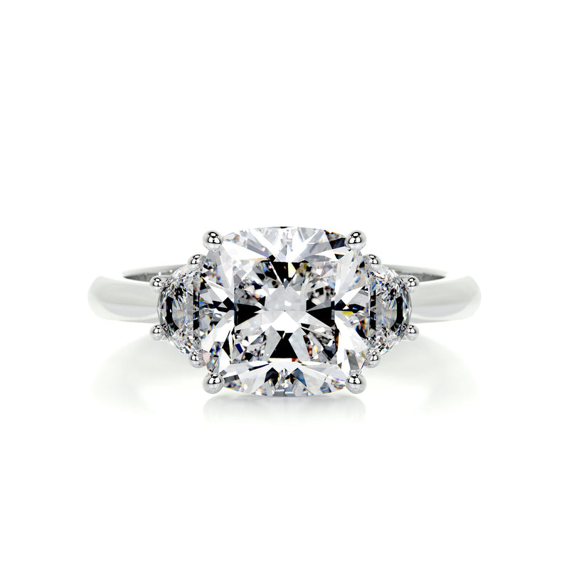 3.0 Carat Cushion Three Stone Moissanite Engagement Ring