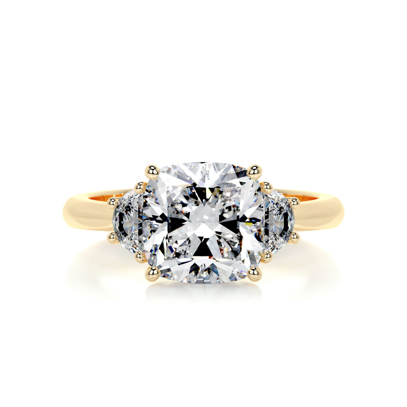 3.0 Carat Cushion Three Stone Moissanite Engagement Ring