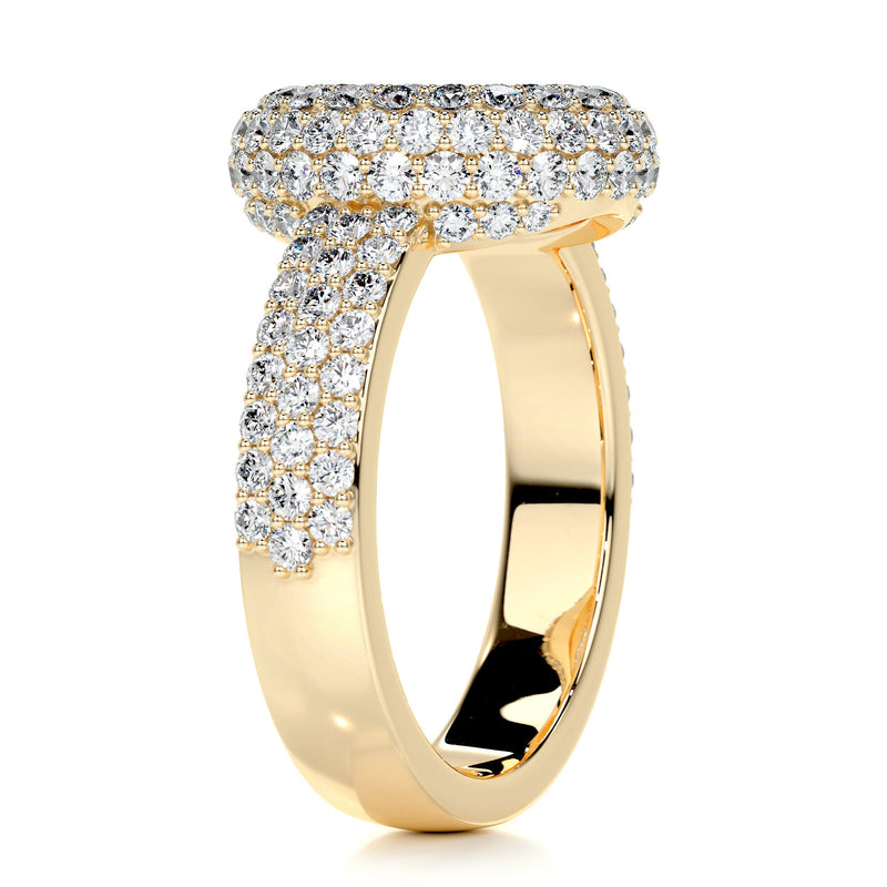 3.10 Carat Double Halo Round Moissanite Trinity Engagement Ring