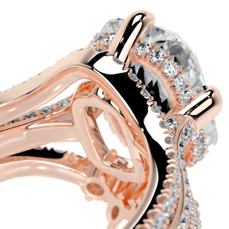 4.0 carat Radiant Cut Moissanite Trinity Cathedral Bridal ring set