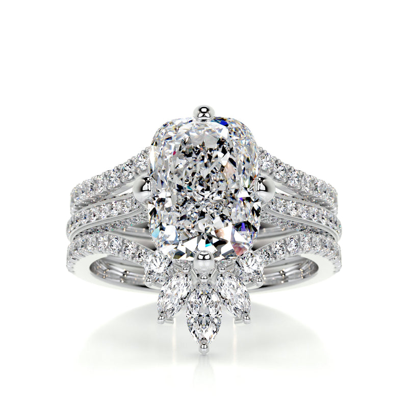 4.0 carat Radiant Cut Moissanite Trinity Cathedral Bridal ring set