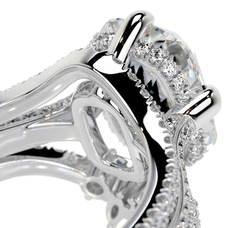 4.0 carat Radiant Cut Moissanite Trinity Cathedral Bridal ring set