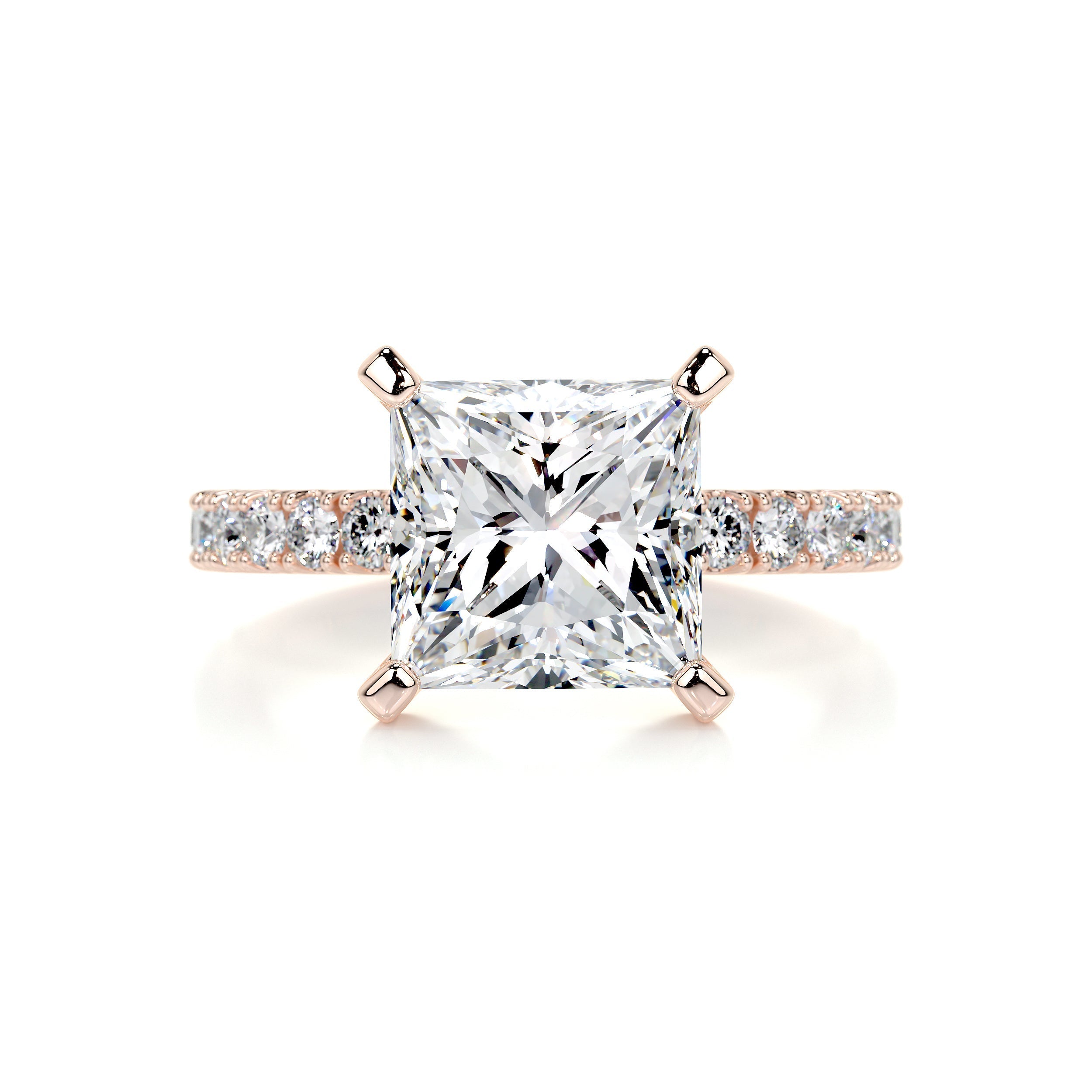 4.0 Carat Princess Pave Moissanite Engagement Ring