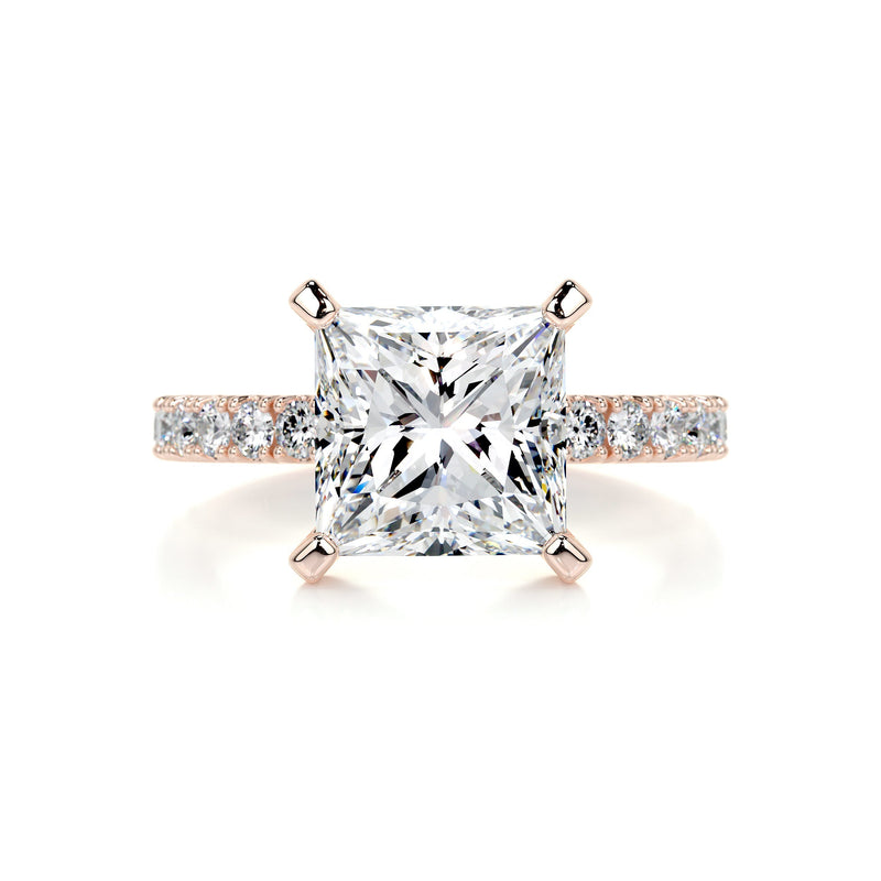 4.0 Carat Princess Pave Moissanite Engagement Ring