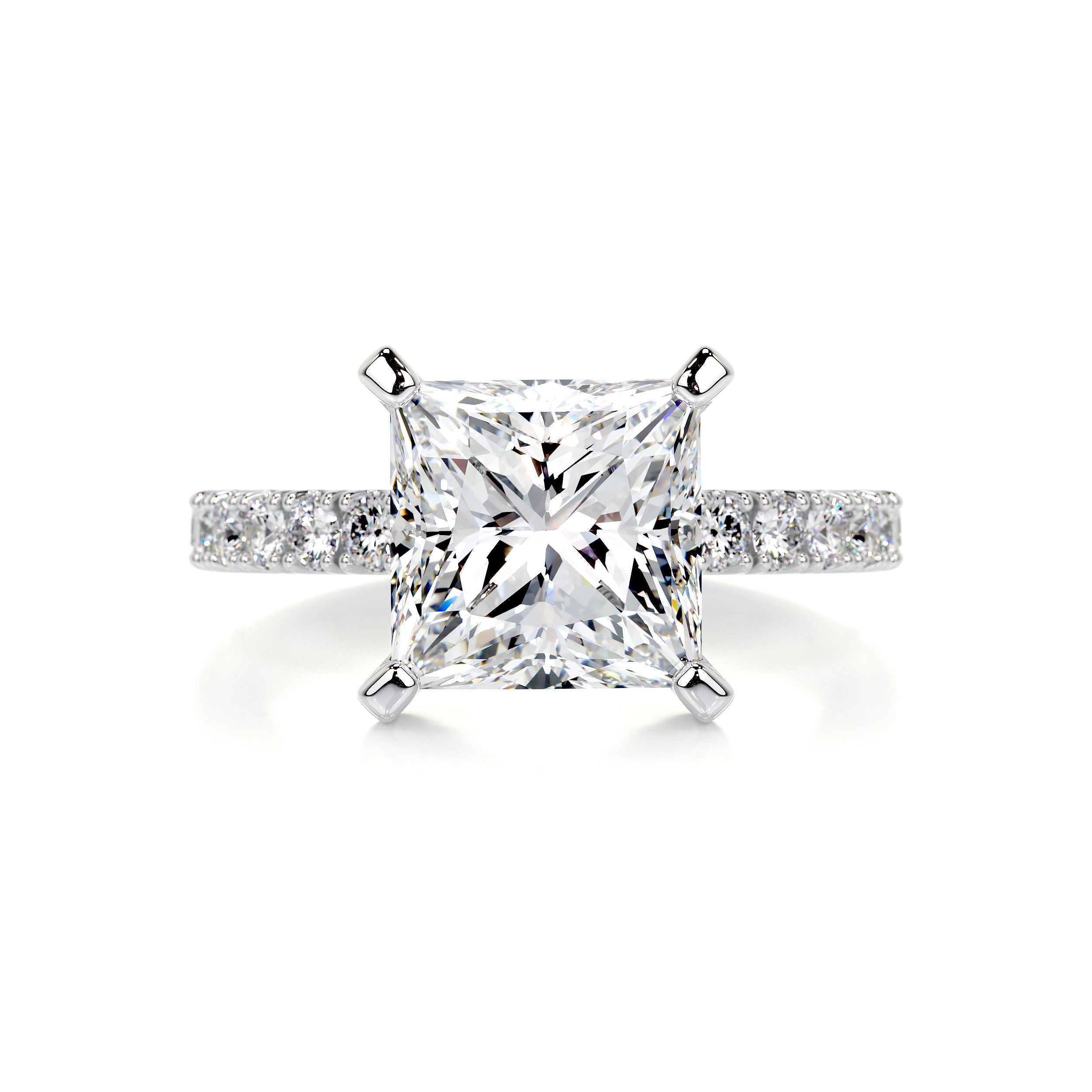 4.0 Carat Princess Pave Moissanite Engagement Ring