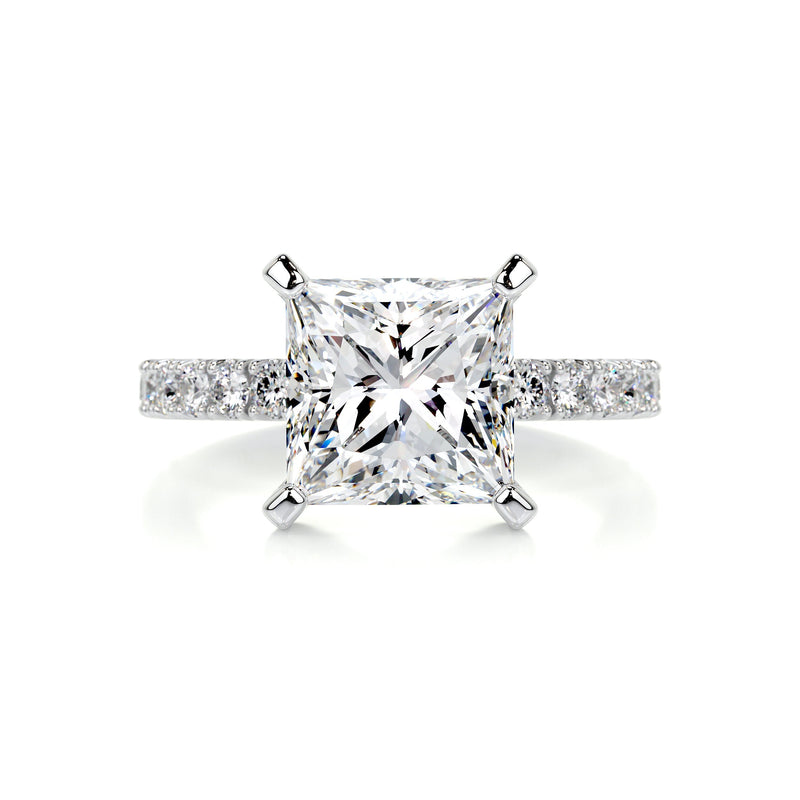 4.0 Carat Princess Pave Moissanite Engagement Ring