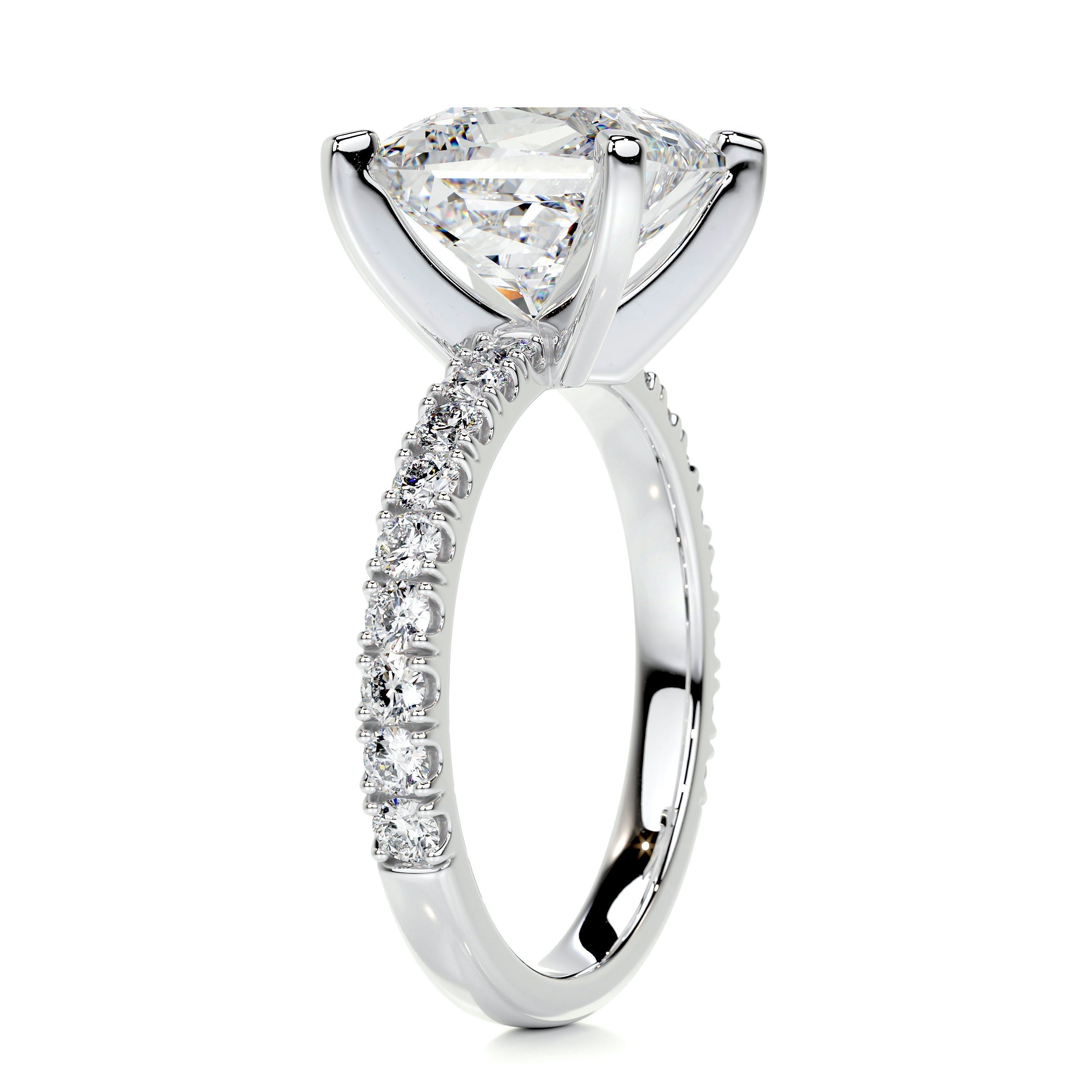 4.0 Carat Princess Pave Moissanite Engagement Ring
