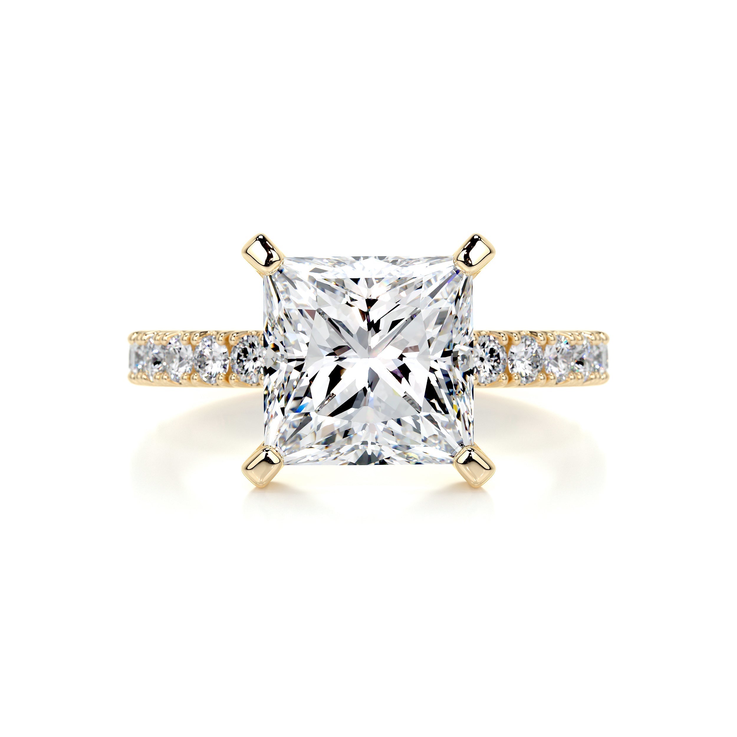 4.0 Carat Princess Pave Moissanite Engagement Ring