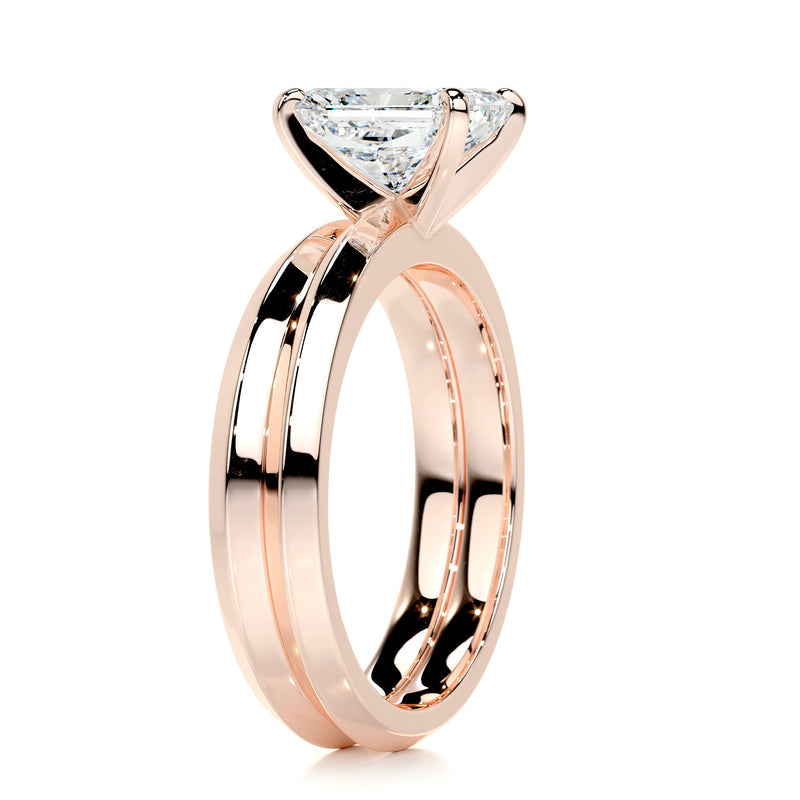 2.10ct Radiant Cut Moissanite Solitaire Bridal ring set