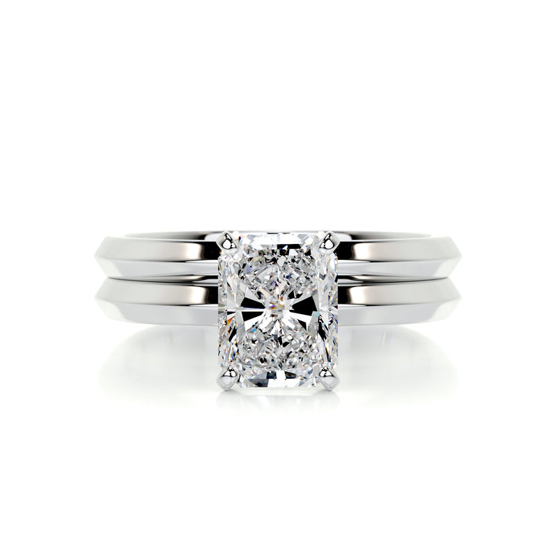 2.10ct Radiant Cut Moissanite Solitaire Bridal ring set