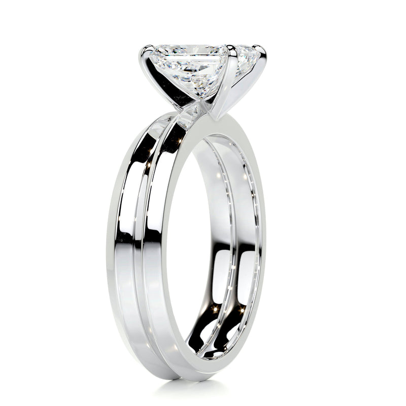 2.10ct Radiant Cut Moissanite Solitaire Bridal ring set