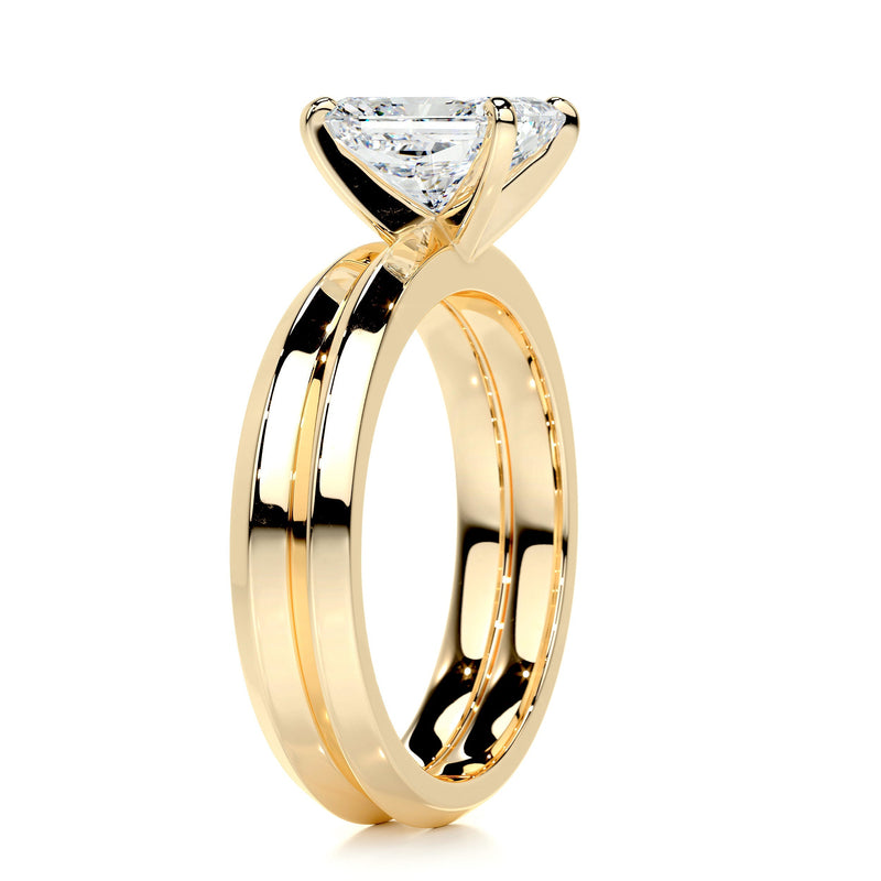 2.10ct Radiant Cut Moissanite Solitaire Bridal ring set