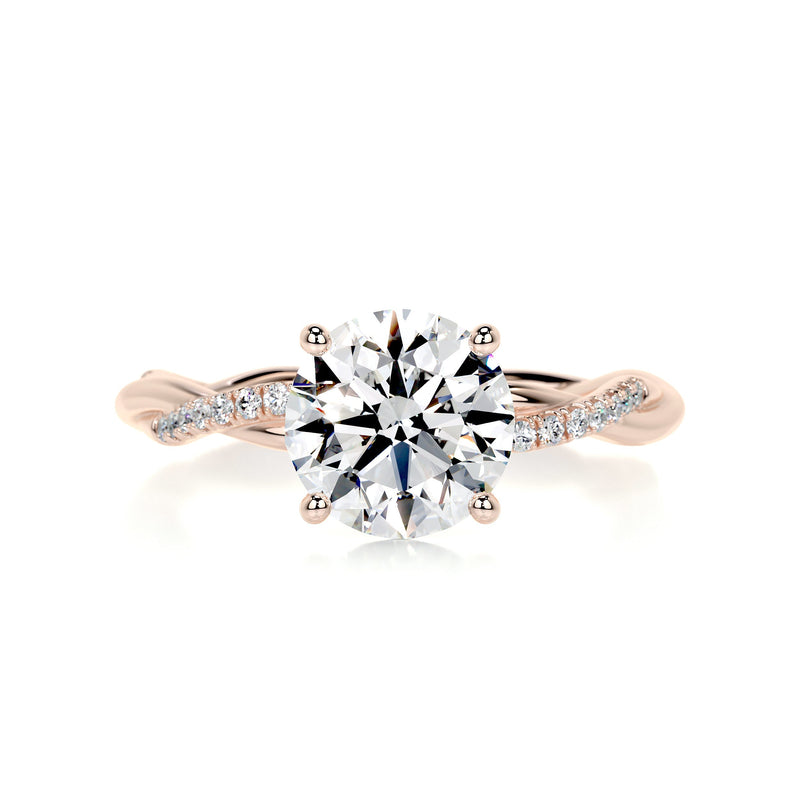 1.8 Carat Round Twisted Pave Moissanite Engagement Ring