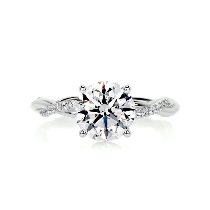1.8 Carat Round Twisted Pave Moissanite Engagement Ring