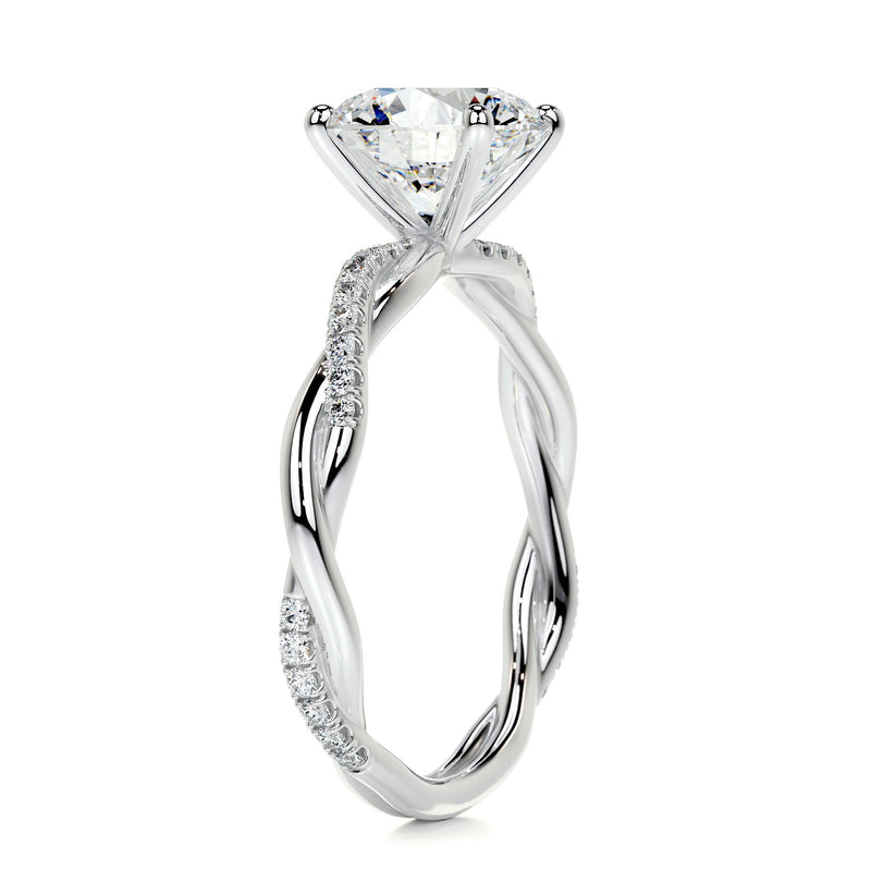 1.8 Carat Round Twisted Pave Moissanite Engagement Ring