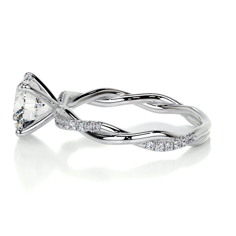 1.8 Carat Round Twisted Pave Moissanite Engagement Ring