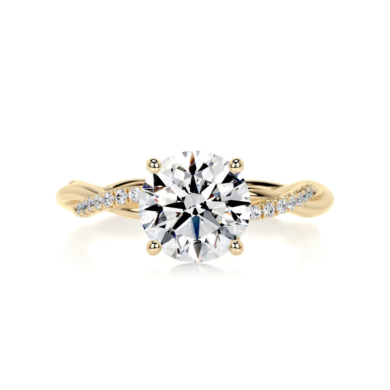 1.8 Carat Round Twisted Pave Moissanite Engagement Ring