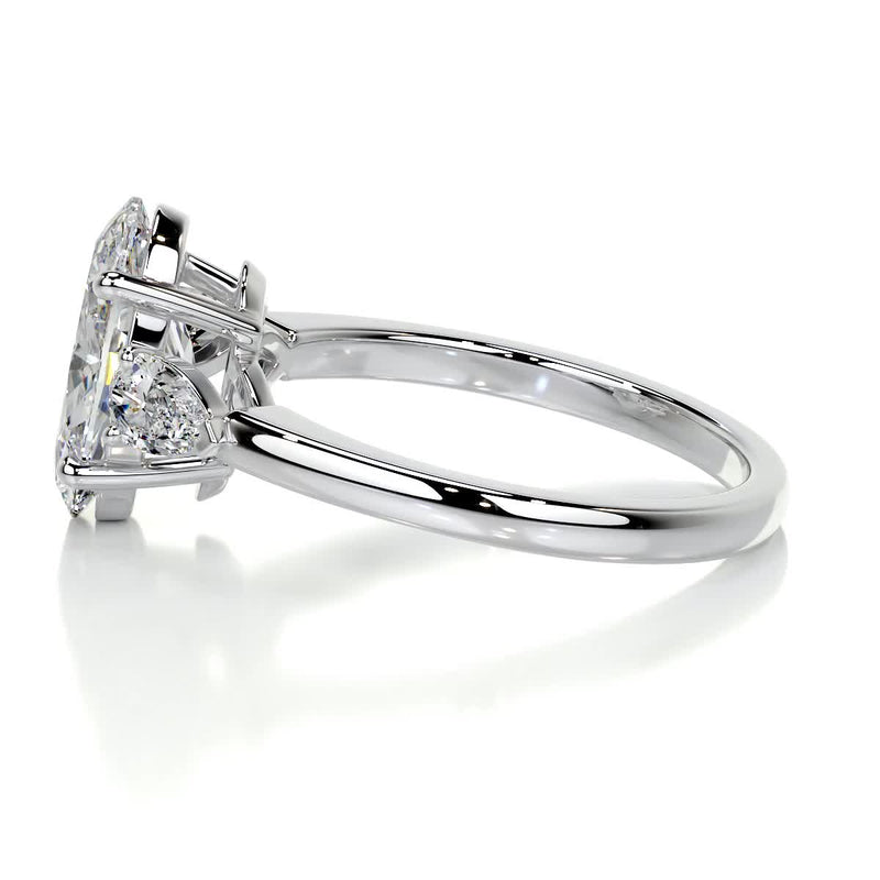 4.36 Carat Oval Pear Three Stone Moissanite Engagement Ring