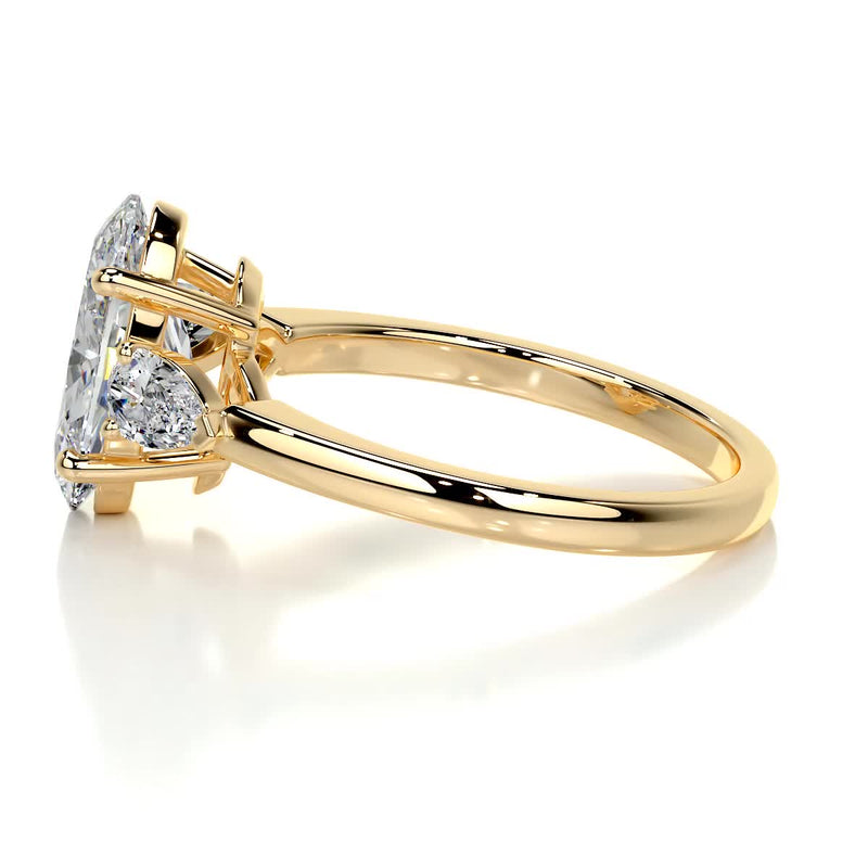 4.36 Carat Oval Pear Three Stone Moissanite Engagement Ring