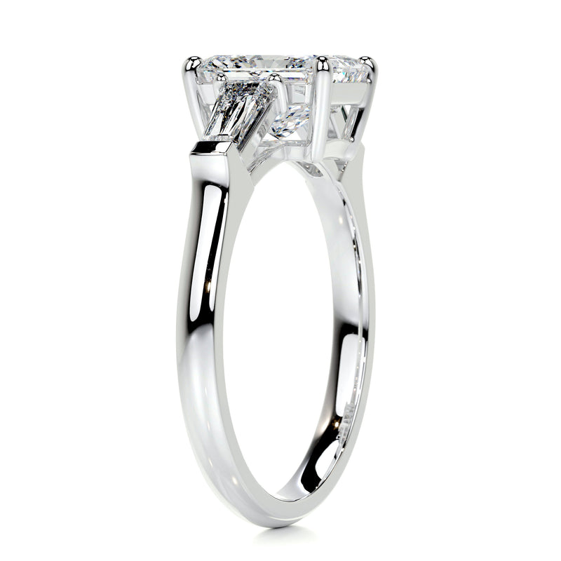 2.99 carat Radiant three stone Moissanite Engagement Ring