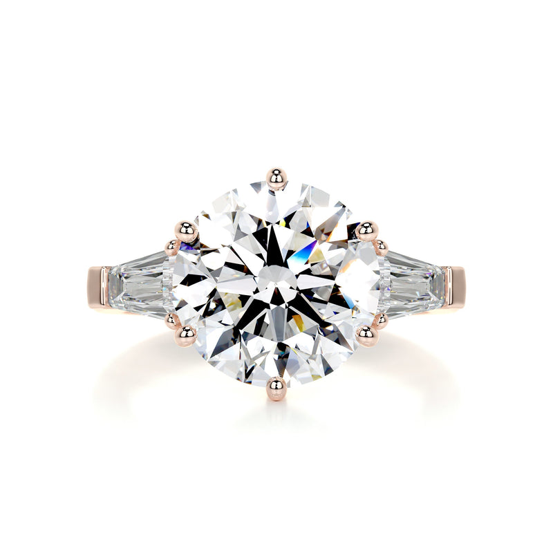 4.05 Carat Three Stone Round Moissanite Engagement Ring