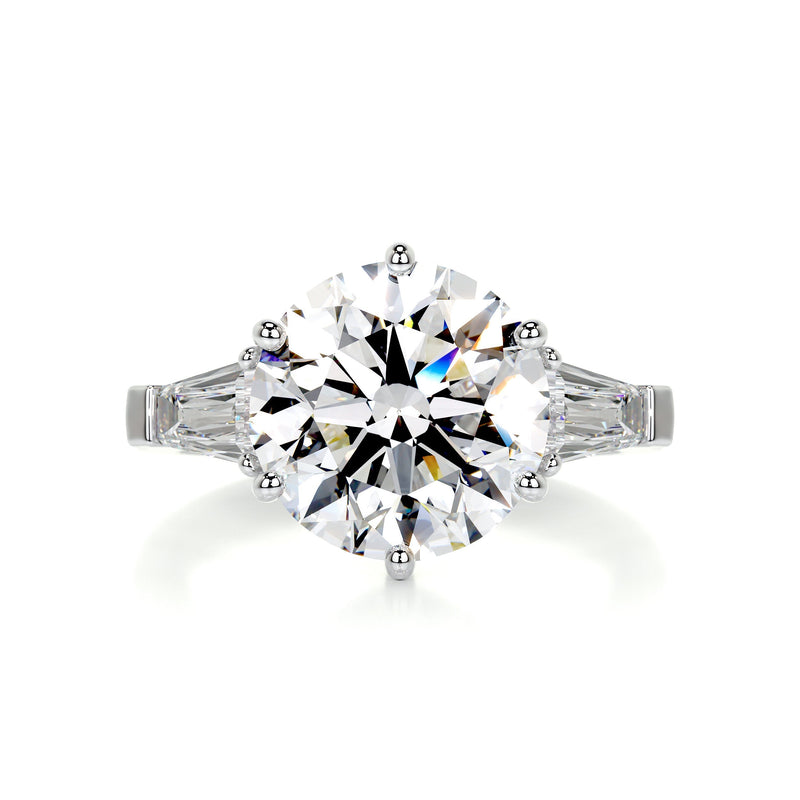 4.05 Carat Three Stone Round Moissanite Engagement Ring